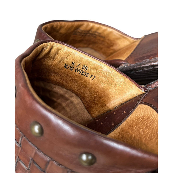 Women’s Born Brown Woven Leather With Metal Studded Clogs - Picture 5 of 7